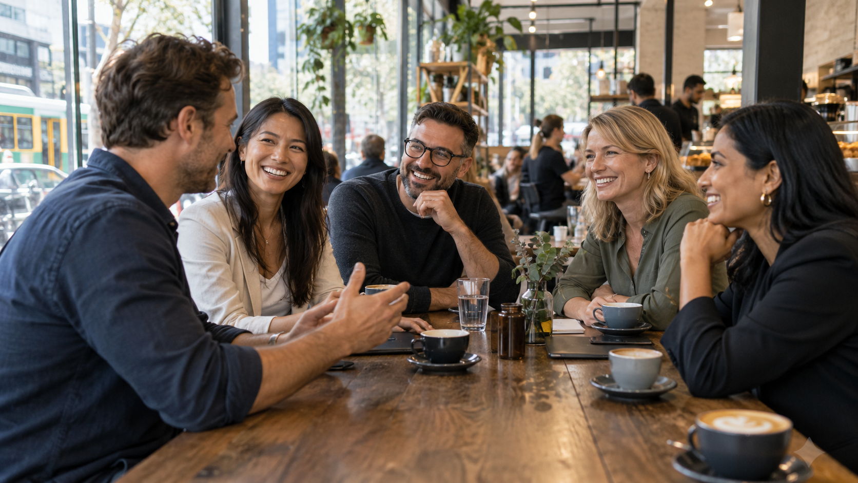 Business owners in conversation